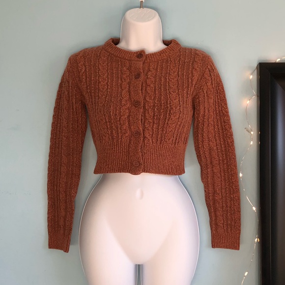 Urban Outfitters Brown Max Cable Knit Cropped Cardigan - Picture 3 of 6